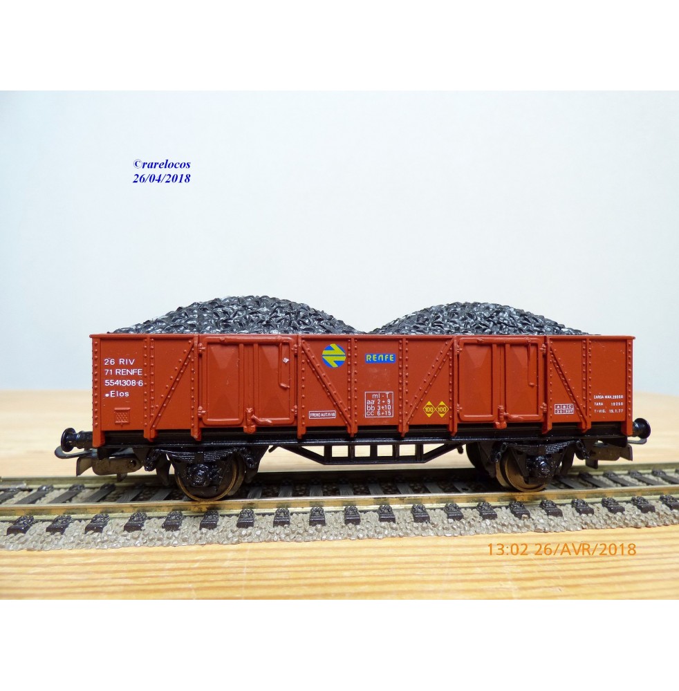ELECTROTREN  1201, wagon tombereau chargé de charbon   RENFE   BO