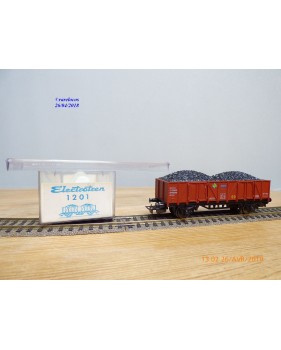 ELECTROTREN  1201, wagon tombereau chargé de charbon   RENFE   BO