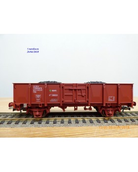 ELECTROTREN  1256, wagon tombereau typeX-1  Elos  chargé de charbon   RENFE   BO