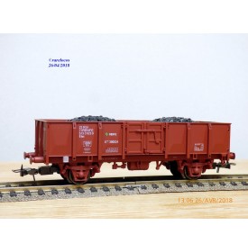 ELECTROTREN  1256, wagon tombereau typeX-1  Elos  chargé de charbon   RENFE   BO