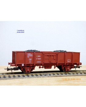 ELECTROTREN  1256, wagon tombereau typeX-1  Elos  chargé de charbon   RENFE   BO
