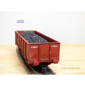 ELECTROTREN  1256, wagon tombereau typeX-1  Elos  chargé de charbon   RENFE   BO