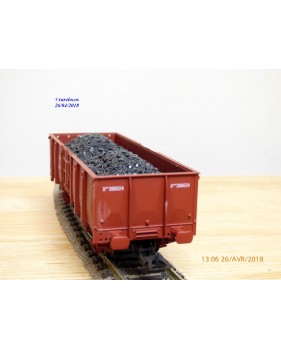 ELECTROTREN  1256, wagon tombereau typeX-1  Elos  chargé de charbon   RENFE   BO