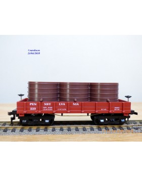 MANTUA 723 020, wagon plat ancien à bogies avec citernes Pennsylvania PRR  neuf  BO
