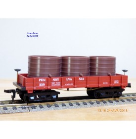 MANTUA 723 020, wagon plat ancien à bogies avec citernes Pennsylvania PRR  neuf  BO