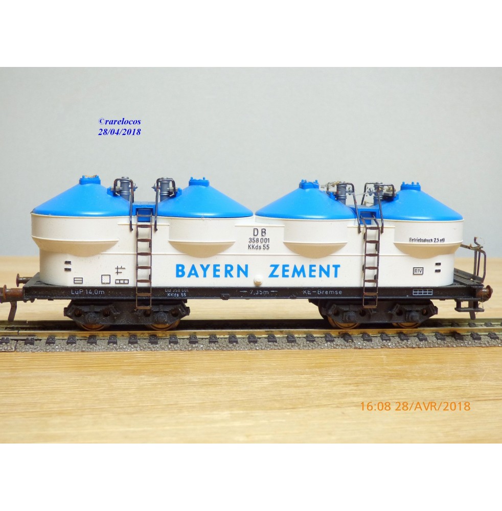 Fleischmann 5480,  wagon trémie silos à ciment  type Kkds 55   BAYERN  ZEMENT   DB    BO