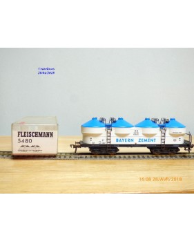 Fleischmann 5480,  wagon trémie silos à ciment  type Kkds 55   BAYERN  ZEMENT   DB    BO