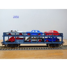 JOUEF  M654, wagon porte autos type Hzf  chargé de 6 voitures   SNCF  neuf   BO