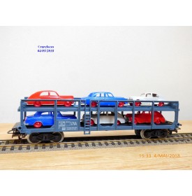 JOUEF  M654, wagon porte autos type Hzf  chargé de 6 voitures   SNCF  neuf   BO