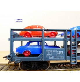 JOUEF  M654, wagon porte autos type Hzf  chargé de 6 voitures   SNCF  neuf   BO