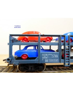 JOUEF  M654, wagon porte autos type Hzf  chargé de 6 voitures   SNCF  neuf   BO
