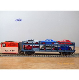 JOUEF  M654, wagon porte autos type Hzf  chargé de 6 voitures   SNCF  neuf   BO