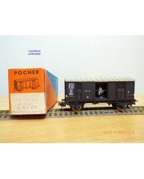 POCHER 305 / 2, rare wagon couvert type F avec personnage   FS  neuf   BO