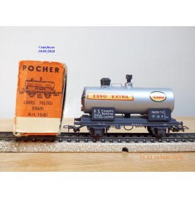 POCHER 158 ,  wagon citerne nettoyeur de voies ESSO EXTRA   FS  BO