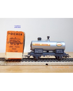 POCHER 158 ,  wagon citerne nettoyeur de voies ESSO EXTRA   FS  BO