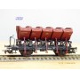 RIVAROSSI / TRIX ancien 2409,  wagon plat chargé de 4 conteneurs trémie type F-v 51   DB    BO