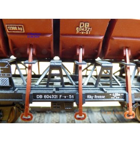RIVAROSSI / TRIX ancien 2409,  wagon plat chargé de 4 conteneurs trémie type F-v 51   DB    BO