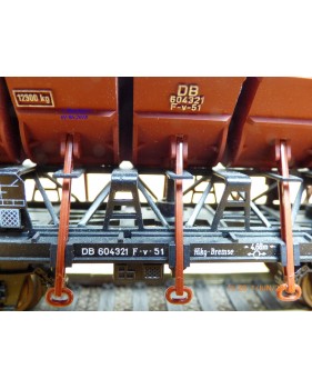 RIVAROSSI / TRIX ancien 2409,  wagon plat chargé de 4 conteneurs trémie type F-v 51   DB    BO