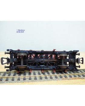 RIVAROSSI / TRIX ancien 2409,  wagon plat chargé de 4 conteneurs trémie type F-v 51   DB    BO