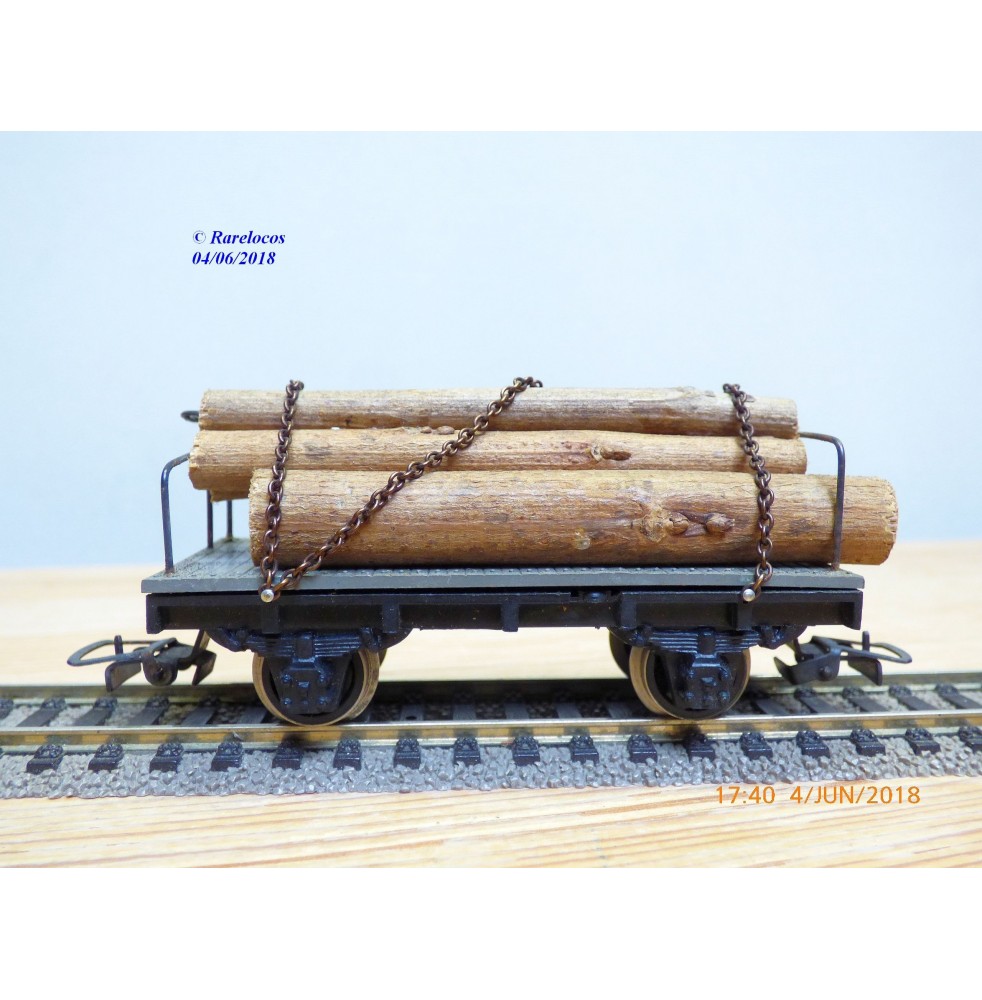 RIVAROSSI  ancien CT/A ,  wagon plat  chargé de troncs d' arbres  FS   BO