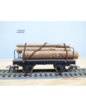 RIVAROSSI  ancien CT/A ,  wagon plat  chargé de troncs d' arbres  FS   BO