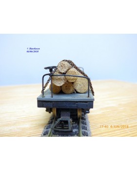 RIVAROSSI  ancien CT/A ,  wagon plat  chargé de troncs d' arbres  FS   BO