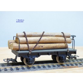 RIVAROSSI  ancien CT/A ,  wagon plat  chargé de troncs d' arbres  FS   BO
