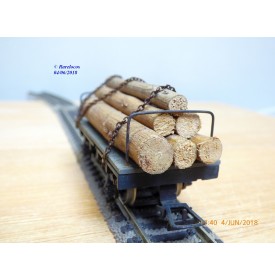 RIVAROSSI  ancien CT/A ,  wagon plat  chargé de troncs d' arbres  FS   BO