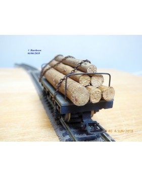 RIVAROSSI  ancien CT/A ,  wagon plat  chargé de troncs d' arbres  FS   BO