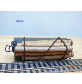 RIVAROSSI  ancien CT/A ,  wagon plat  chargé de troncs d' arbres  FS   BO