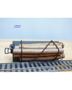 RIVAROSSI  ancien CT/A ,  wagon plat  chargé de troncs d' arbres  FS   BO