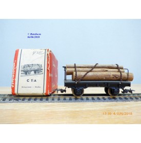 RIVAROSSI  ancien CT/A ,  wagon plat  chargé de troncs d' arbres  FS   BO