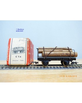 RIVAROSSI  ancien CT/A ,  wagon plat  chargé de troncs d' arbres  FS   BO