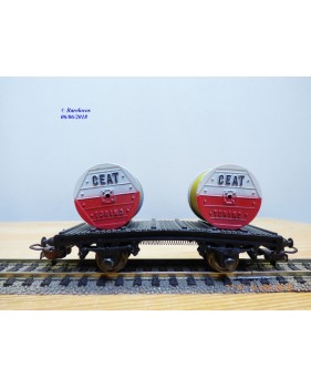 POCHER 154, wagon plat chargé 2 rouleaux de câble CEAT  FS