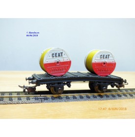 POCHER 154, wagon plat chargé 2 rouleaux de câble CEAT  FS