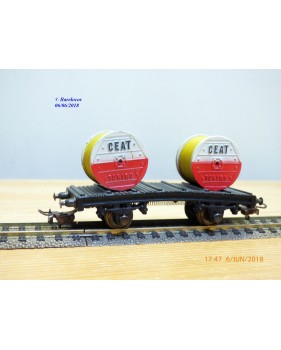 POCHER 154, wagon plat chargé 2 rouleaux de câble CEAT  FS
