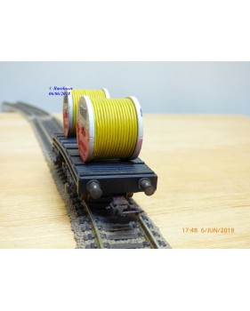 POCHER 154, wagon plat chargé 2 rouleaux de câble CEAT  FS