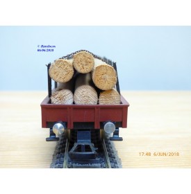 RIVAROSSI  ancien C Po L ,  wagon plat  chargé de troncs d' arbres  FS    
