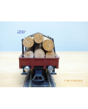 RIVAROSSI  ancien C Po L ,  wagon plat  chargé de troncs d' arbres  FS    