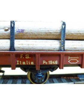 RIVAROSSI  ancien C Po L ,  wagon plat  chargé de troncs d' arbres  FS    