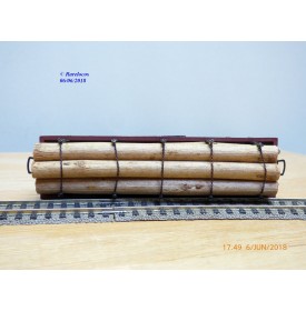 RIVAROSSI  ancien C Po L ,  wagon plat  chargé de troncs d' arbres  FS    