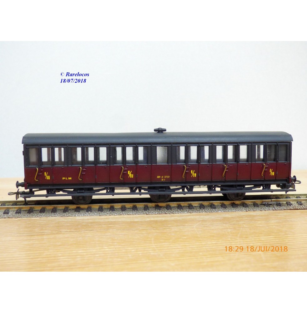MMM-RG / Clarel 1205,  voiture ancienne à portières latérales  à  3 essieux  mixte  1/2 Cl .type AB 6 st   PLM   neuf   BO