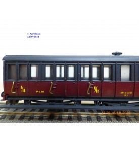 MMM-RG / Clarel 1205,  voiture ancienne à portières latérales  à  3 essieux  mixte  1/2 Cl .type AB 6 st   PLM   neuf   BO