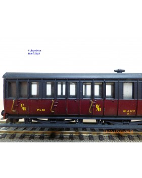 MMM-RG / Clarel 1205,  voiture ancienne à portières latérales  à  3 essieux  mixte  1/2 Cl .type AB 6 st   PLM   neuf   BO