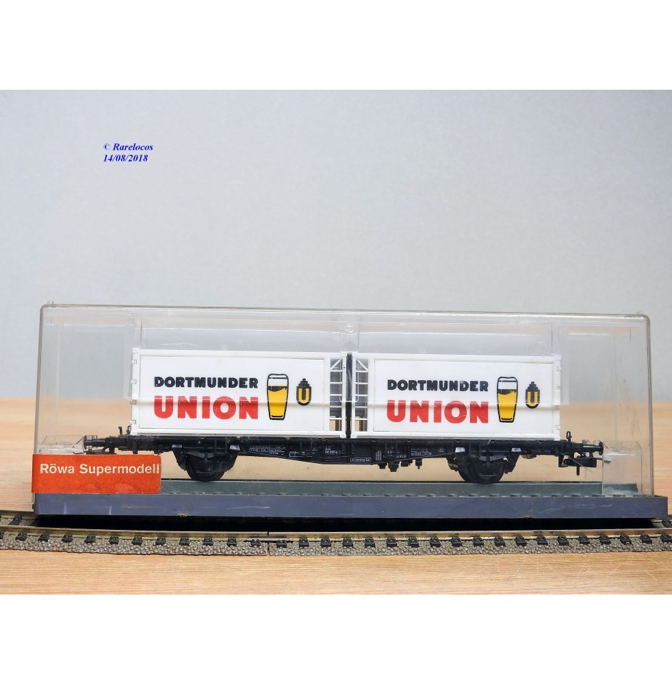 RÖWA 2304 wagon plat chargé de 2 conteneurs LESAGE  DB BO 