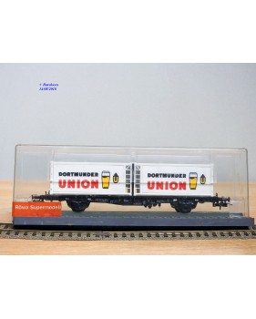 RÖWA 2304 wagon plat chargé de 2 conteneurs LESAGE  DB BO 