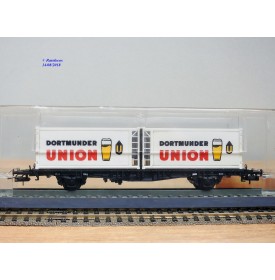 RÖWA 2304 wagon plat chargé de 2 conteneurs LESAGE  DB BO 