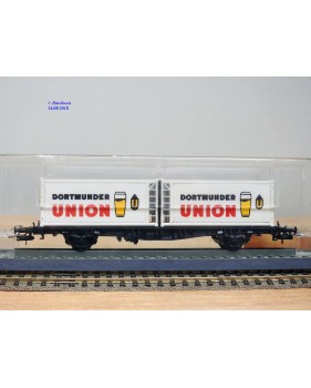 RÖWA 2329, wagon plat porte conteneur  DORTMUNDER UNION    DB     BO