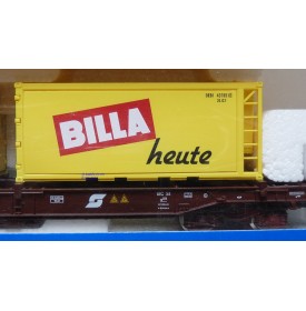 ROCO 47634, wagon poche type Sdgkkms chargé de 2 contenurs de 20 ' BILLA ÖBB Neuf BO