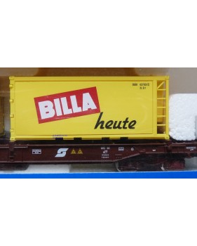 ROCO 47634, wagon poche type Sdgkkms chargé de 2 contenurs de 20 ' BILLA ÖBB Neuf BO